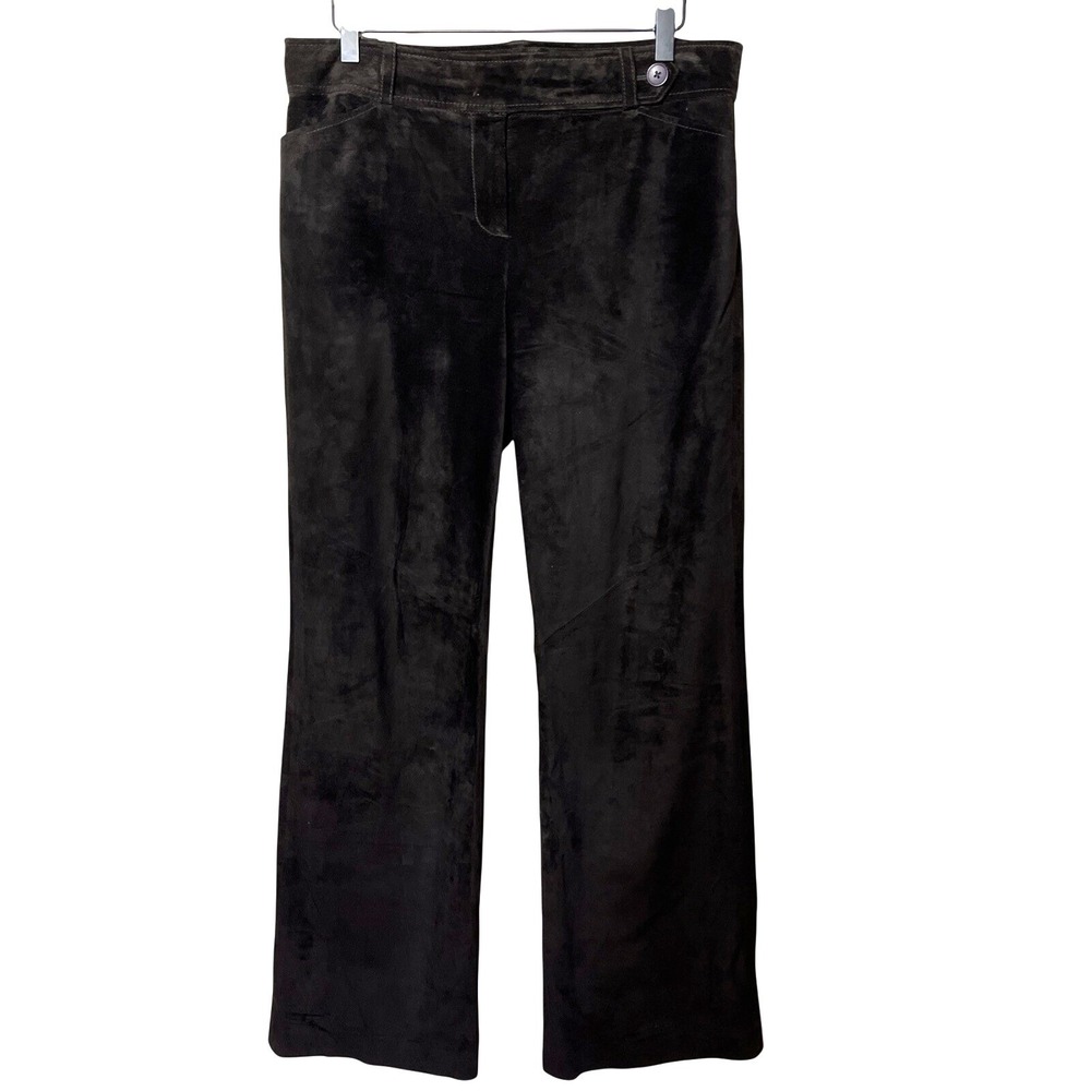 Ann Taylor Loft Size 10 Chocolate Brown‎ Leather Suede Lined Straight Leg Pants